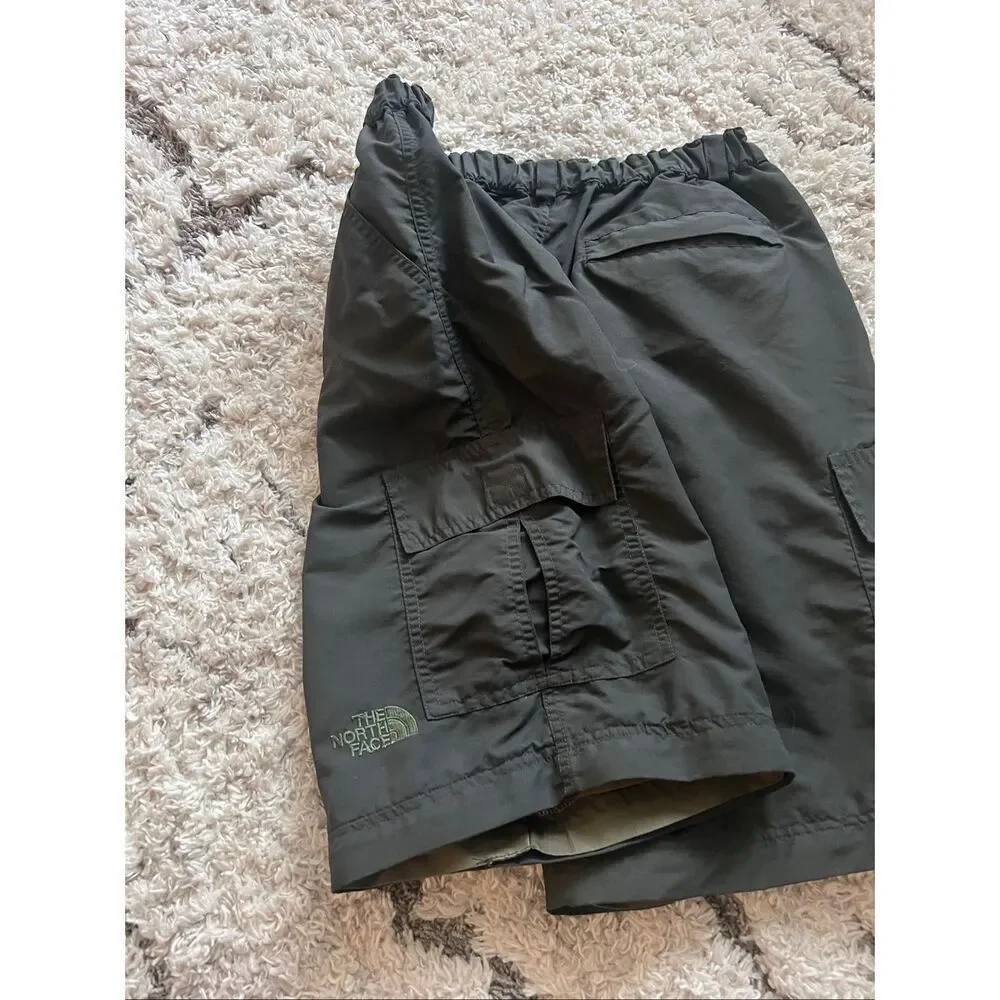 North Face Paramount Peak Cargo Short Men Charcoal Green Elastic Waist Nylon siz